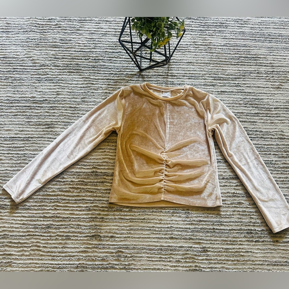 Zara Kids Velvet Ruched Top cream/gold 
size 13-14